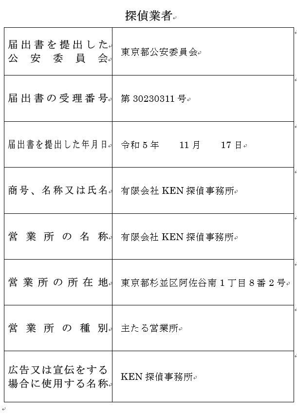 探偵業　標識